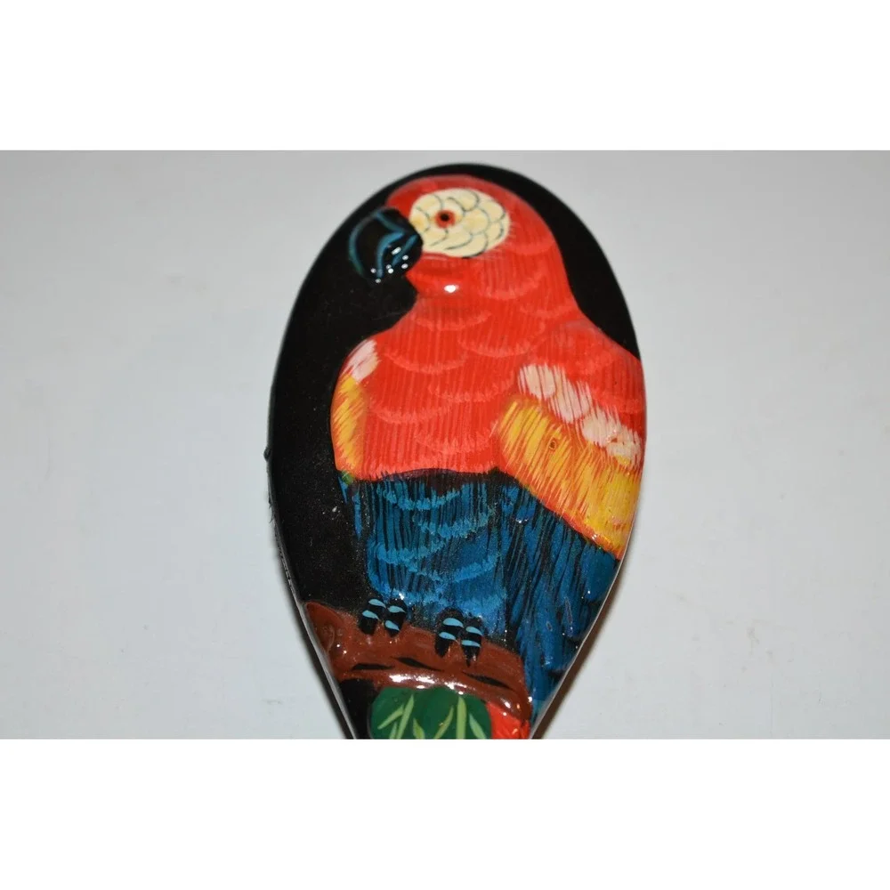 Vtg Parrot Hair Brush Colorful Tropical Bird